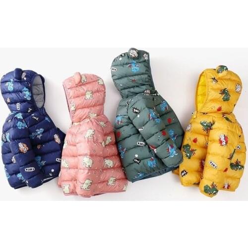 2021 Autumn Winter Baby Kids Solid Outerwear Infants Boys Girls Hooded Jacket Coats Clothing Fashion Cotton Padded Clothes
