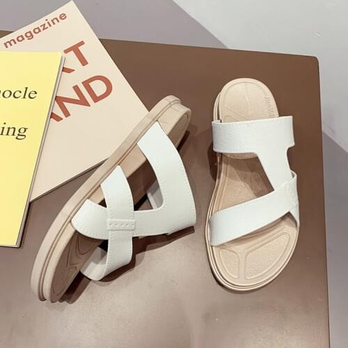 Simple White Sandals Women Fashion Ladies Soft Slippers Female Black Slides Summer Beach Comfortable Indoor Trendy New All-Match