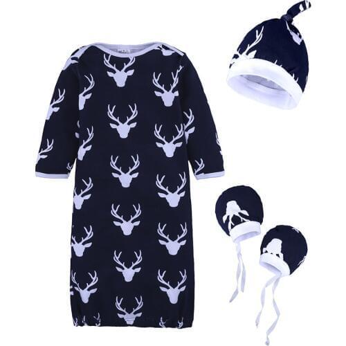 Christmas Newborn Sleeping Bag Baby Boy Romper Cap Glove Clothes Suits Infant Receiving Blankets 100% Cotton Children Jumpsuits