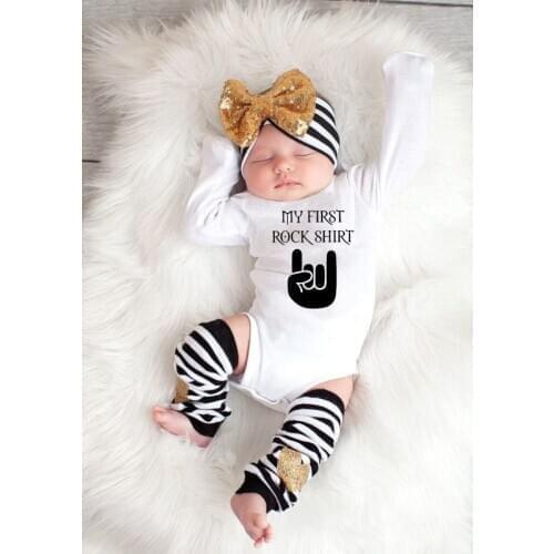 My First Rock Shirt Newborn Baby Bodysuit Cotton Long Sleeve Funny Body Baby Boy Girl Onesie Rompers Infant Baby Rock Clothes