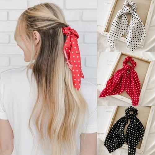 Ruoshui Dot Hair Ribbon Knot Hair Ties Scrunchies Woman Fashion Hair Rings Rubber Band Fashion Hair Accessories Hair Rope Gum