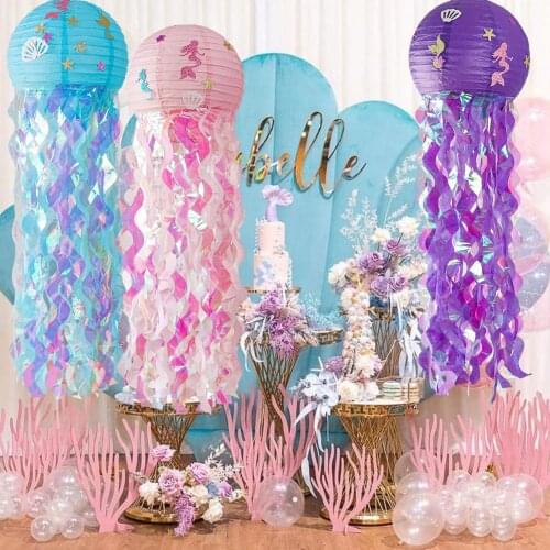 Mermaid Theme Parti Decor DIY Jellyfish Paper Lantern Under the Sea Party Decor Girl Mermaid Birthday Decorations Litte Mermaid