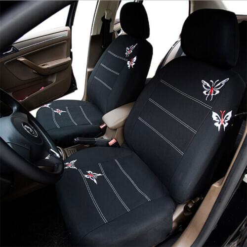 Universal Butterfly Embroidered Car Seat Cover Fits Most Vehicle Seat Interior Accessories Black Seat Cover 9 Piece Set
