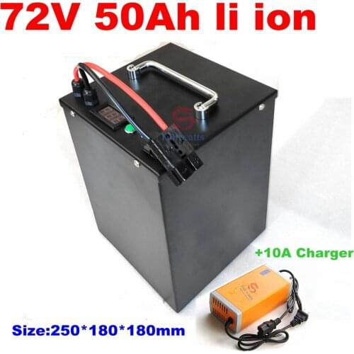 Waterproof 72v 50Ah lithium ion BMS for 5000W 10KW bicycle scooter ebike Motorcycle Forklift Crane truck +10A charger