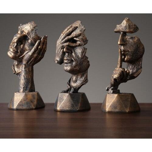 XXXL Abstract Nordic Statue Resin Silence Is Gold Sculpture Figurine Home Decoration Modern Art Office TV Desk Housewarming Gift