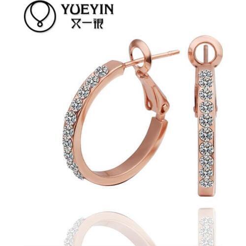 Wholesale Gold color stud Earrings For Women engagement Wedding party Bridal Jewelry ornaments nick free yellow gold