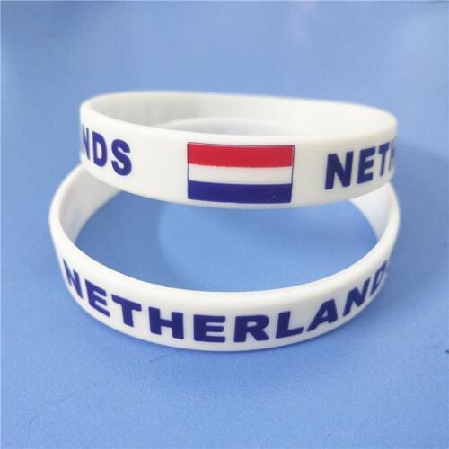 1PC Netherlands Flag Silicone Wristband White Nederlands Football Sports Souvenir Silicone Rubber Bracelets&Bangles Gifts SH223