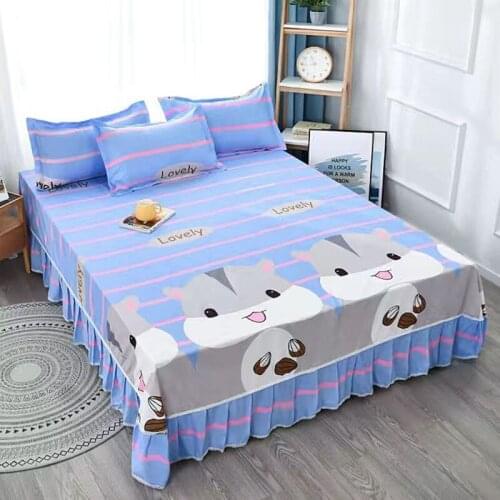 1 PCS Bed Sheet For Home Queen King Double Bed New Fashion Student Print Casual Cotton Cartoon Sheet Dress