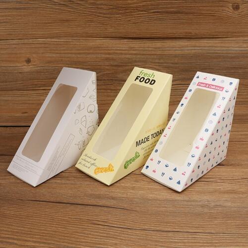 100pcs Beautiful Kraft Paper Sandwich Box Cheese Pastry DIY Baking Foods Packaging Gift Boxesretro Bakery Cake Bread Boxes