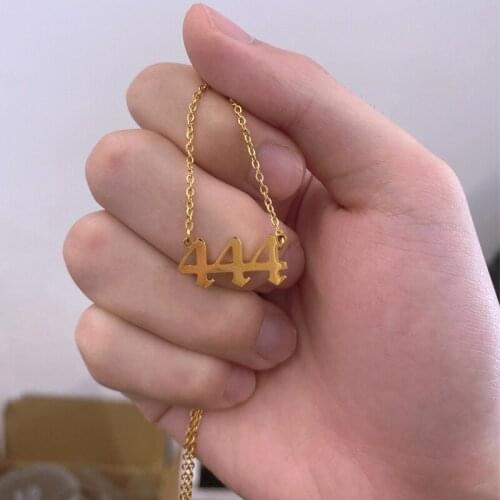 111 222 333 444 555 666 777 888 999 Number Necklace For Women Gold Stainless Steel Angel Number Choker Necklace Pendant Jewelry