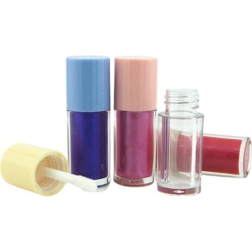 2ml Lip Gloss Tube With Wand Empty Clear Packaging Refillable Bottle Mini Plastic Colorful Lid Cosmetic Container 50/100pieces