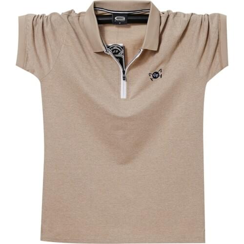 2021 short sleeve all cotton Tee zipper collar polo shirt light business fashion casual brand high quality plus size M-6XL