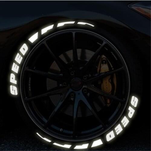 3D 8Groups Speed & Brake Blade Night Reflective Permanent Tire Lettering Car Decals Decoration Stickers Kit Stickers for 4 Tires