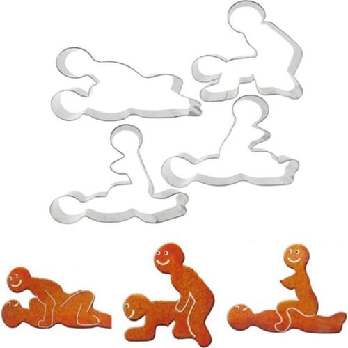 4pcs Sex Love Adult Game Stainless Steel 3d Biscuit Pastry Cookie Cutter Baking Mold Cake Tools Kitchen Pastry Accessories