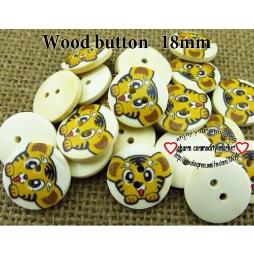 60PCS Tiger shape painting wooden buttons 18MM sewing clothes boots coat accessories MCB-755