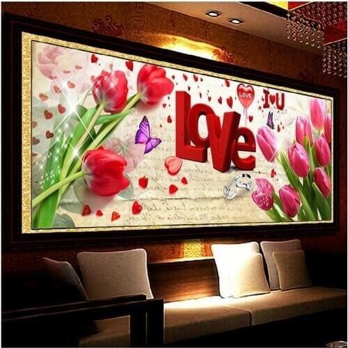DIY 5D Diamond Painting New Full Diamond Love Tulip Diamond Painting Living Room Decoration Painting Drop Shipping