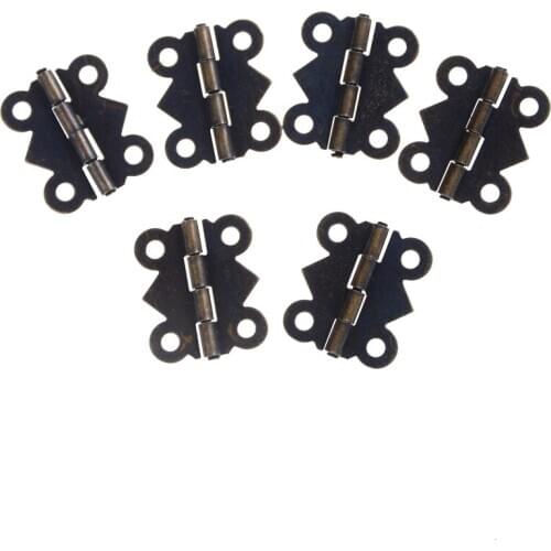 12pcs/lot 4 Holes Bronze Butterfly Hinges Jewelry Gift Wine Box Wood Dollhouse Door Hinge Cabinet Drawer W/srew 20x17mm