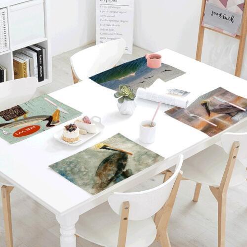 Seagull Waves Seaside Landscape Linens Table Napkins Tea Placemat Place Mat Polyester Design Party Decor