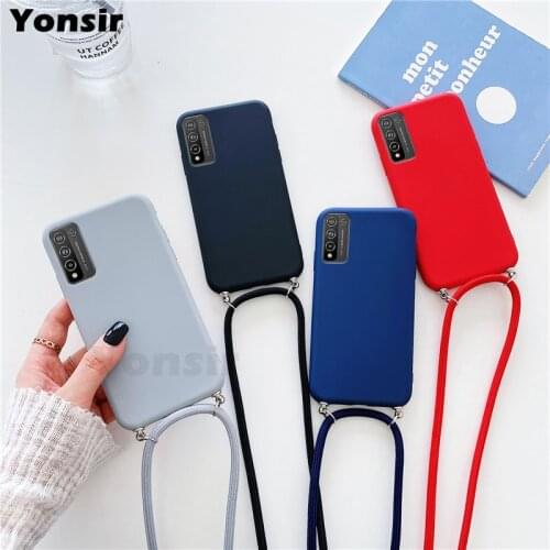 Crossbody Lanyard Case For Huawei Honor 10X Lite 8X 8S 9X 10i 20i 9A 20 30 Pro Play3 4T 5T V10 V20 V30 V40 5G Silicone Cover