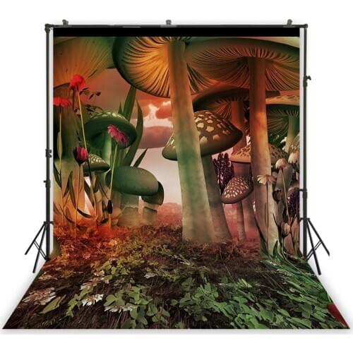 Fairy Wonderland Backdrop Mushroom Scene Studio Portrait Mural Background Girl Smash Cake Photoshoot Filming Photocall Wallpaper