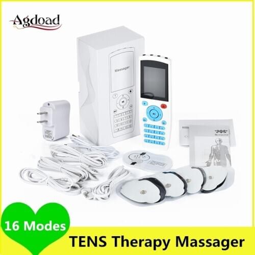 TENS EMS Machine 16 Modes Electric Digital Nerve Muscle Stimulator Therapy for Neck Back Physiotherapy Body Massager Pain Reilef