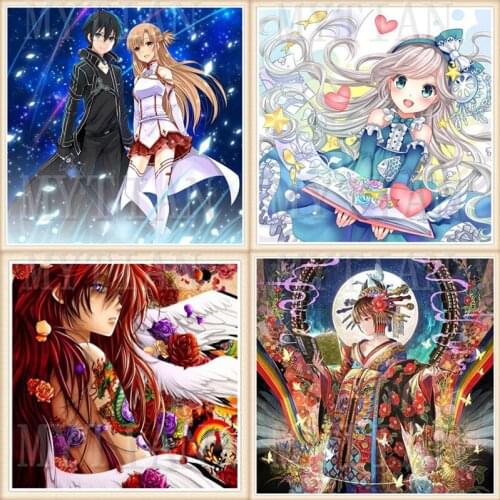 2020 Home Decor 5D Diamond Embroidery Art Painting Full Square Drill Cross Stitch Anime girl Picture Handmade Gift Wall Art