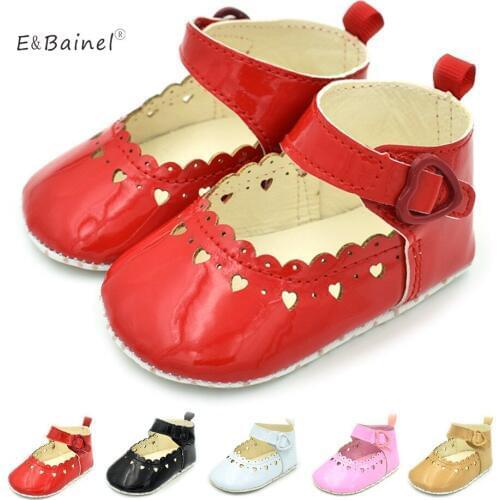 E&Bainel Spring PU Leather Baby Moccasins Shoes Baby Girl Princess Dress Shoes Soft Bottom First Walkers Baby Shoes
