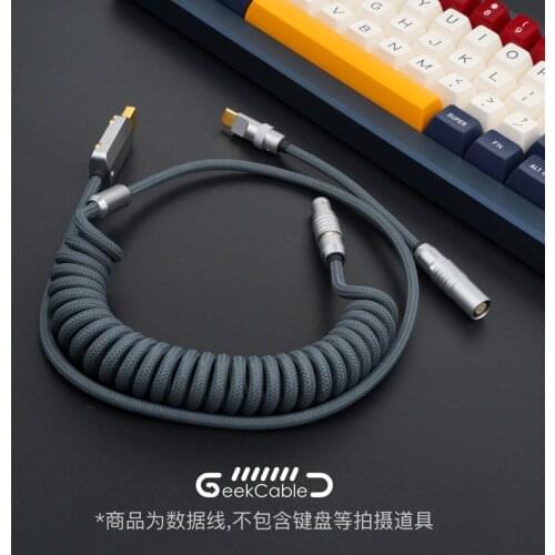 GeekCable Handmade Customized Mechanical Keyboard Data Cable For GMK Theme SP Keycaps Matrix Noah Theme Grey Blue Color