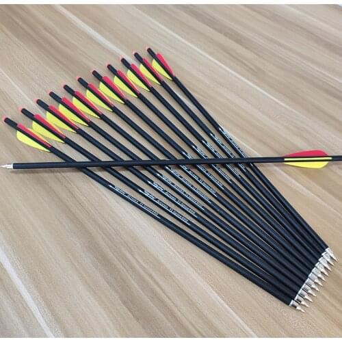 12PCS Archery Carbon Arrow 16"20" Arrows Carbon Arrow Spine 400 For Crossbow Hunting and Shooting Archery