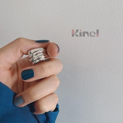 Kinel Authentic 925 Sterling Silver Multi layer Geometric Irregular Rings for Women Open Desgin Vintage Wedding Ring Jewelry