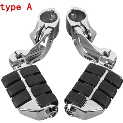 1 1/4" Engine Guard Highway Foot Pegs Footrest Short Angled Clamp For Honda Kawasaki Suzuki Yamaha Harley Softail Sportster Dyna