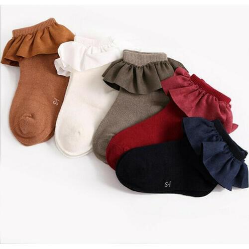 Spring Summer Ruffle Short Socks Kids Solid Princess Baby Girl Socks One Pairs For Kid 2019 New