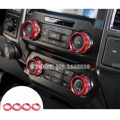 Red Interior Air Condition Knob Trim Cover 4pcs For Ford F150 F-150 2015-2017 Car accesories interior Car Trim