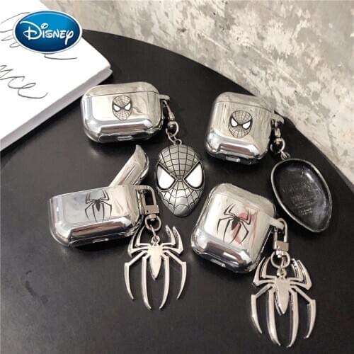 Creative Spiderman Airpods Protective Cool Personality Electroplating Headset Case Harajuku Style Necklace decoration