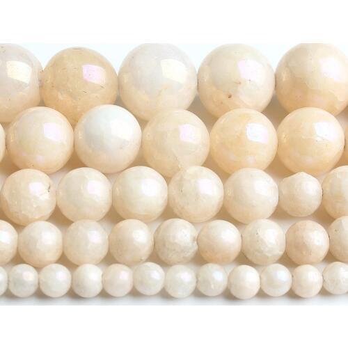 4/6/8/10/12mm Natural Yellow Electroplated Angelite Stone Beads Round Loose Beads DIY Jewellery Making Bracelet Necklace 15 Inch