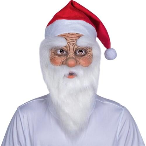 Santa Claus Latex Mask Christmas Eve Party Cosplay Costume Props Christmas Holiday Gift Lifelike Headgear