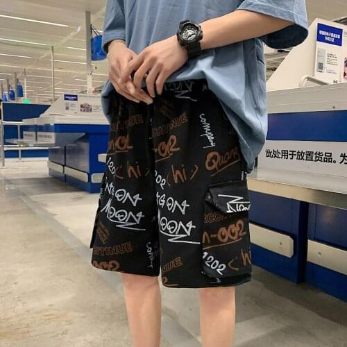 Mens five-point pants fashion loose casual beach pants tide brand summer