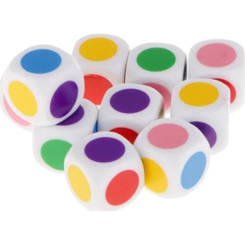 Set of 10 Pcs Dice to play with 6 colors for board games Kids table games Educational toys