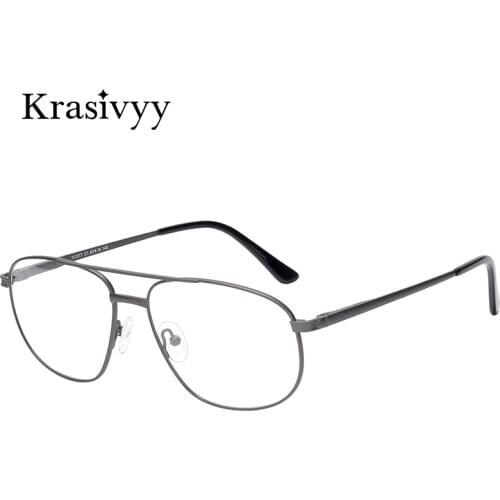 Krasivyy BRAND Pure Titanium Glasses Frame Men Ultralight Optical Prescription Eyeglasses Male 2021 New Pilot Oversize Eyewear