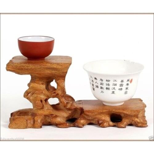 Hard Wood Crafted 2 Tiers High Low Display Stand For Teapot Cup Figurine Etc