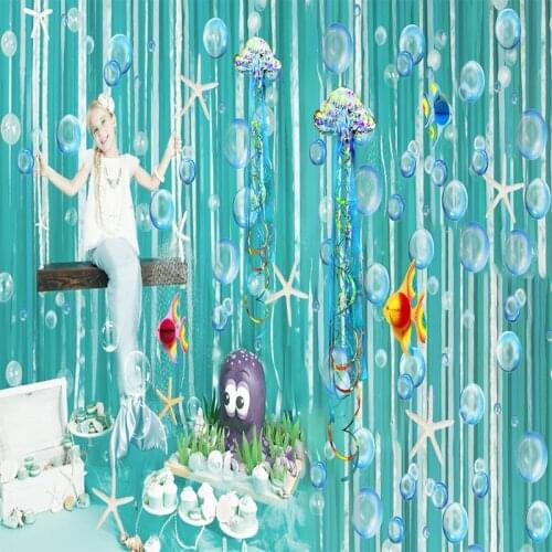 Under The Sea Clear Bubble Dots Themed Party Jellyfish Purple Blue Crepe Paper Streamer Mermaid Baby Shower Birthday Party Decor