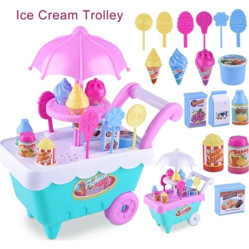 Early Learning Enlightenment Experience Shopping Le Chao Childrens Simulation Candy Ice Cream Cart Girl Puzzle House Set Toys