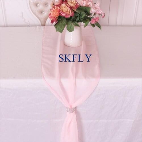 RU015L wedding factory good quality wedding purple grey white tiffany blue light pink dusty rose soft sheer voile table runner