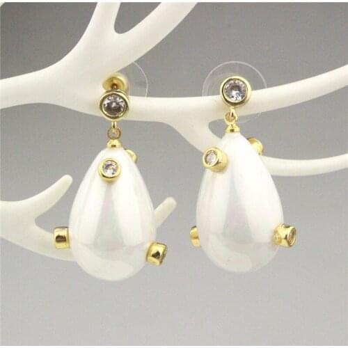 5pair/lot Fashion earring, white color shell pearl pendant component,handmade shell pearl earring jewelry
