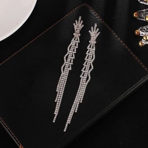 YFJEWE Full Rhinestone Tassel Drop Earrings for Women Gold Silver color Dangle Earrings Female Party Wedding Jewelry Gifts E668
