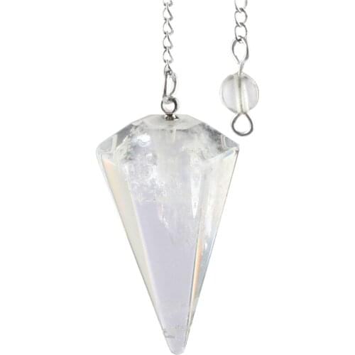 SUNYIK Rock Quartz Pyramid Faceted Pendulum Reiki Healing Chakra Point Dowsing Metaphysical
