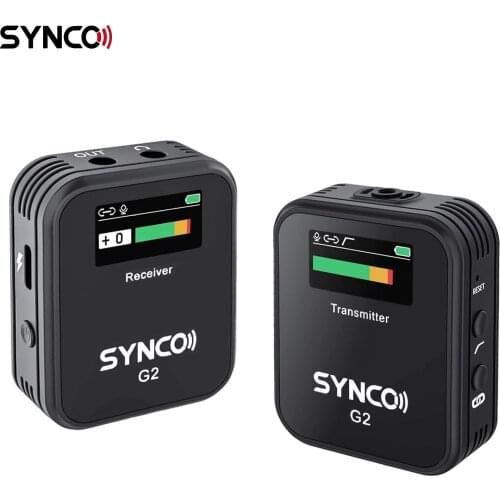 SYNCO G2(A1) 1-Trigger-1 2.4G Wireless Microphone System with 1 Receiver for Smartphone Camera Camcorder Vlog Live Video Record