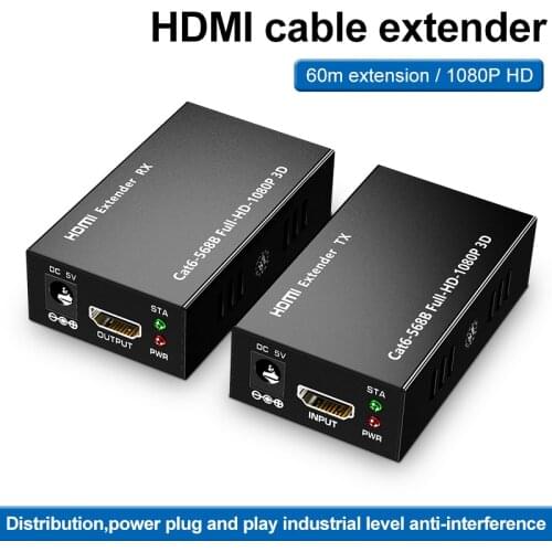 Extensor hdmi rj45 4k hdmi extensor cat5 60m 120m hdmi extensor áudio kit sobre ethernet cat6/5e para ps4 apple tv computador po