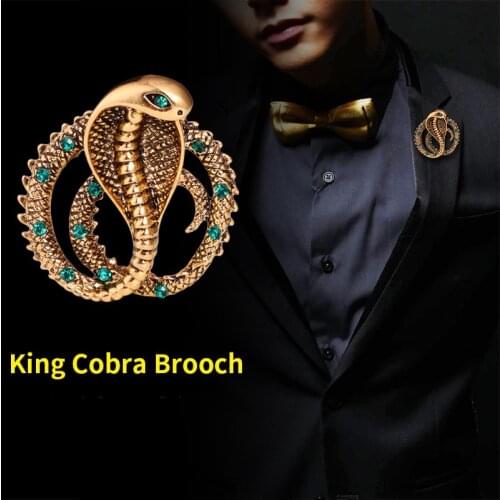 European and American King Cobra Brooch Mens Suit Badge Personality Creative Retro Domineering Ladies Collar Jewelry