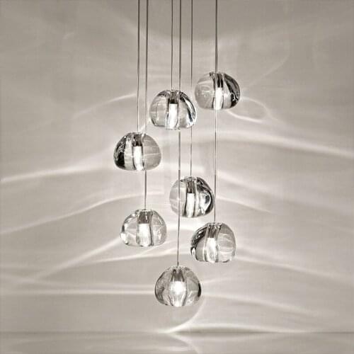 Cherry crystal glass ball G4 chandelier lamps modern art hotel villa restaurant spiral staircase light 110V 220V